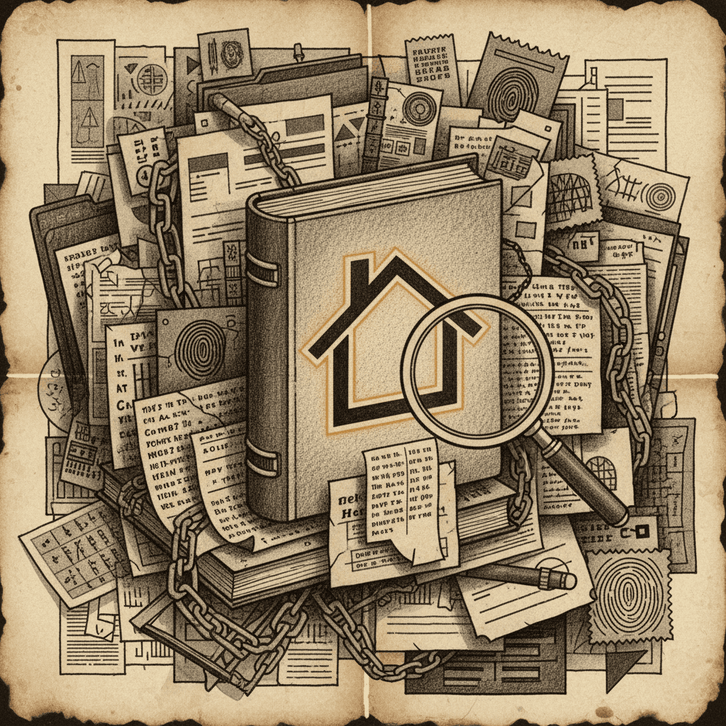 # Alt Text

Stacked documents and papers with a single ochre-colored folder accent, representing mortgage review and verification processes.
